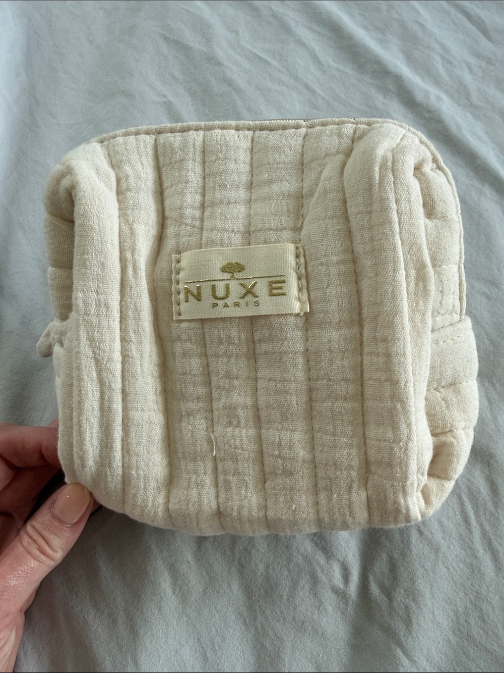 NUXE Cream Quilted Travel Cosmetic Case